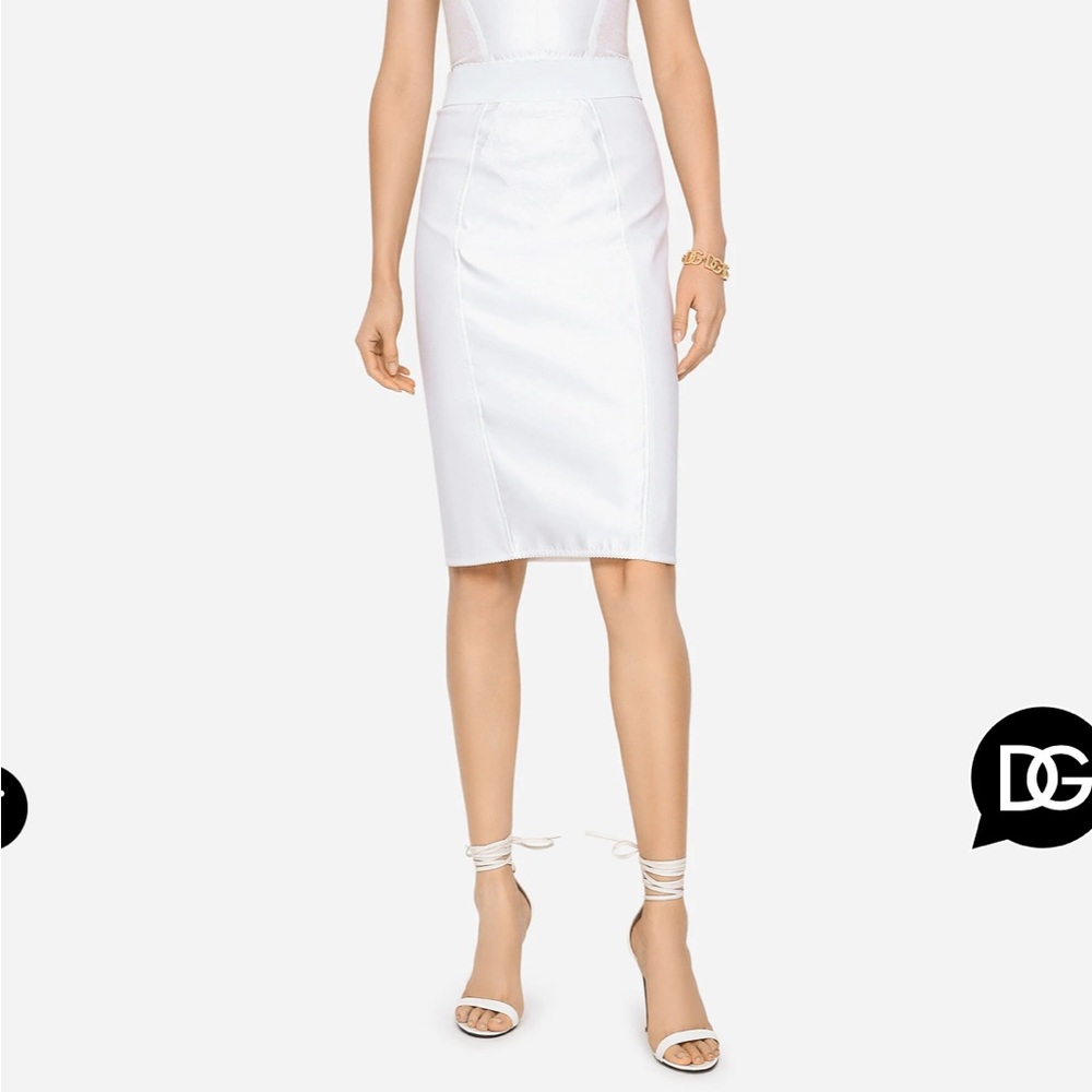 Dolce & Gabbana White Satin Pencil Skirt